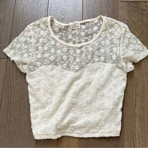 Pins & Needles Cream Floral Lace Blouse